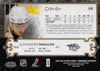 2007-08 O-Pee-Chee Premier - Gold #46 Alexander Radulov  Back