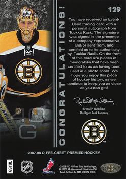 2007-08 Tuukka Rask Boston Bruins Game Worn Jersey – Rookie