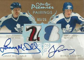 2007-08 O-Pee-Chee Premier - Pairings Autographed Patch #PC-TO Lanny McDonald / Borje Salming Front