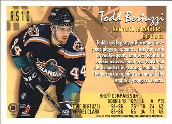 1996-97 Topps NHL Picks - Rookie Stars #RS10 Todd Bertuzzi Back