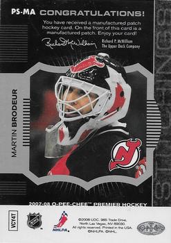 2007-08 O-Pee-Chee Premier - Stitchings #PS-MA Martin Brodeur  Back