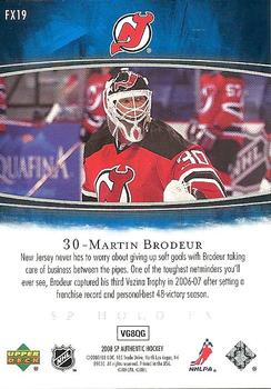 2007-08 SP Authentic - Holoview FX #FX19 Martin Brodeur  Back