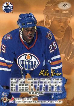 1996-97 Ultra #58 Mike Grier Back
