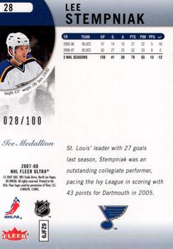 2007-08 Ultra - Ice Medallion #28 Lee Stempniak  Back