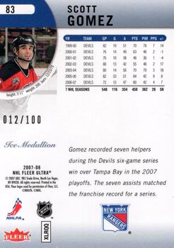 2007-08 Ultra - Ice Medallion #83 Scott Gomez  Back