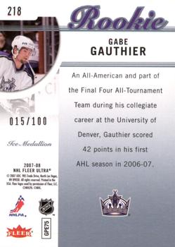 2007-08 Ultra - Ice Medallion #218 Gabe Gauthier  Back