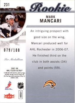 2007-08 Ultra - Ice Medallion #231 Mark Mancari  Back