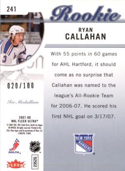 2007-08 Ultra - Ice Medallion #241 Ryan Callahan  Back