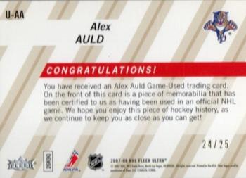 2007-08 Ultra - Uniformity Patches #U-AA Alex Auld  Back