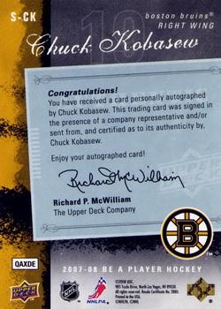2007-08 Upper Deck Be a Player - Signatures #S-CK Chuck Kobasew Back