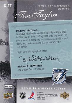 2007-08 Upper Deck Be a Player - Signatures #S-TT Tim Taylor Back