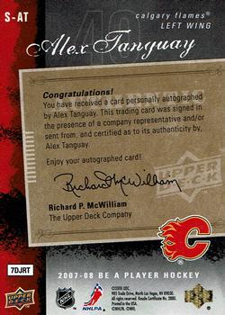 2007-08 Upper Deck Be a Player - Signatures Player's Club #S-AT Alex Tanguay  Back