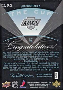 2007-08 Upper Deck The Cup - Limited Logos #LL-RO Luc Robitaille  Back