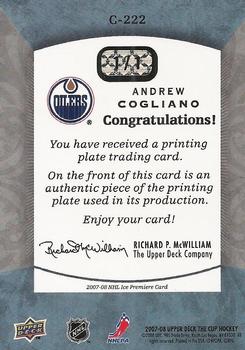 2007-08 Upper Deck The Cup - 2007-08 Upper Deck Ice Printing Plates Cyan #C-222 Andrew Cogliano  Back