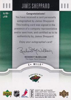 2007-08 Upper Deck Ultimate Collection - Ultimate Signatures #US-JS James Sheppard  Back
