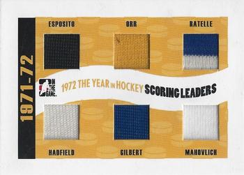 2009-10 In The Game 1972 The Year In Hockey - '71-'72 Scoring Leaders #SLA-01 Phil Esposito / Bobby Orr / Jean Ratelle / Vic Hadfield / Rod Gilbert / Frank Mahovlich  Front