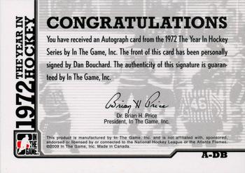 2009-10 In The Game 1972 The Year In Hockey - Autographs #A-DB Dan Bouchard  Back