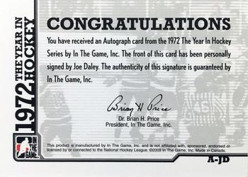 2009-10 In The Game 1972 The Year In Hockey - Autographs #A-JD Joe Daley  Back