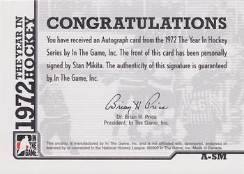 2009-10 In The Game 1972 The Year In Hockey - Autographs #A-SM Stan Mikita Back