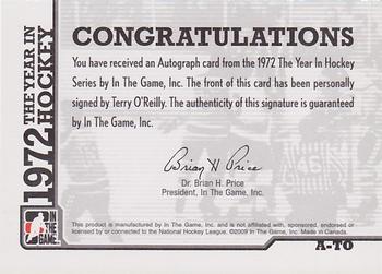 2009-10 In The Game 1972 The Year In Hockey - Autographs #A-TO Terry O'Reilly  Back