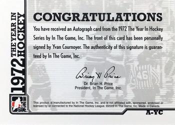 2009-10 In The Game 1972 The Year In Hockey - Autographs #A-YC Yvan Cournoyer Back