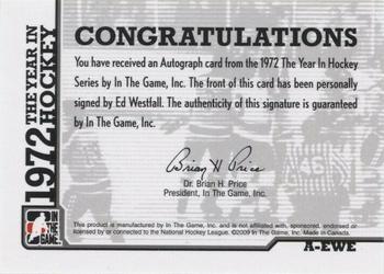 2009-10 In The Game 1972 The Year In Hockey - Autographs #A-EWE Ed Westfall  Back