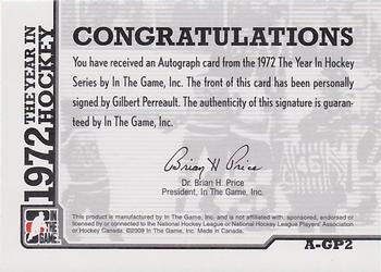 2009-10 In The Game 1972 The Year In Hockey - Autographs #A-GP2 Gilbert Perreault Back