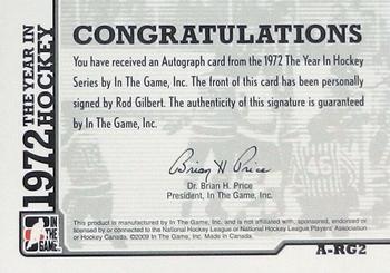 2009-10 In The Game 1972 The Year In Hockey - Autographs #A-RG2 Rod Gilbert Back