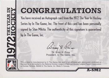 2009-10 In The Game 1972 The Year In Hockey - Autographs #A-SM2 Stan Mikita Back
