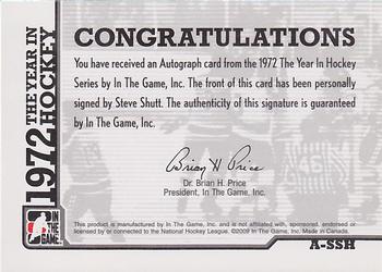 2009-10 In The Game 1972 The Year In Hockey - Autographs #A-SSH Steve Shutt  Back