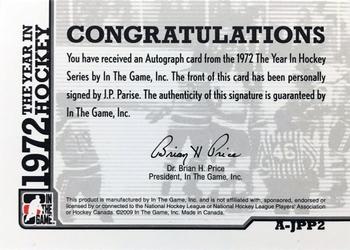 2009-10 In The Game 1972 The Year In Hockey - Autographs #A-JPP2 J.P. Parise Back