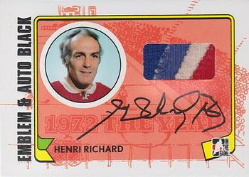 2009-10 In The Game 1972 The Year In Hockey - Game Used Emblem Autographs Black #MA-HR Henri Richard Front