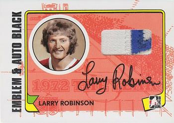 2009-10 In The Game 1972 The Year In Hockey - Game Used Emblem Autographs Black #MA-LR Larry Robinson Front