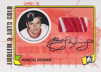 2009-10 In The Game 1972 The Year In Hockey - Game Used Emblem Autographs Gold #MA-MD Marcel Dionne Front