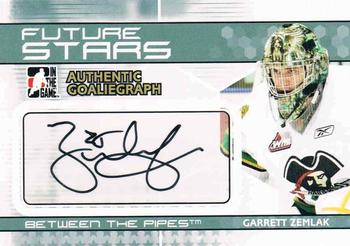 2009-10 In The Game Between The Pipes - Authentic Goaliegraphs #A-GZ Garrett Zemlak  Front