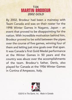 2009-10 In The Game Between The Pipes - Brodeur Tribute #T04 Martin Brodeur  Back
