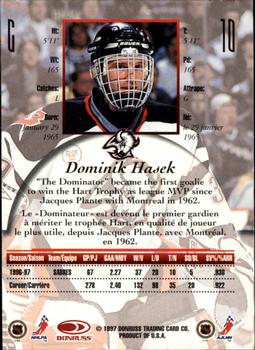 1997-98 Donruss Canadian Ice #10 Dominik Hasek Back