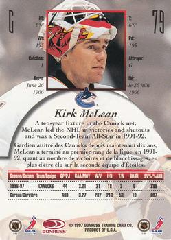 1997-98 Donruss Canadian Ice #79 Kirk McLean Back