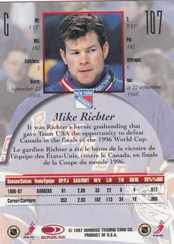 1997-98 Donruss Canadian Ice #107 Mike Richter Back