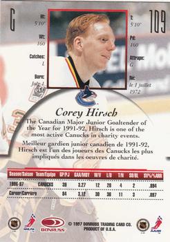 1997-98 Donruss Canadian Ice #109 Corey Hirsch Back