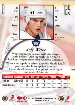 1997-98 Donruss Canadian Ice #129 Jeff Ware Back