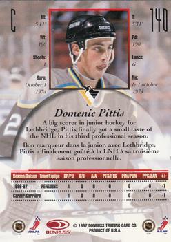 1997-98 Donruss Canadian Ice #140 Domenic Pittis Back