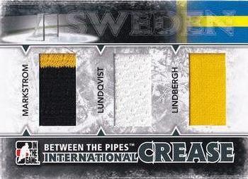 2009-10 In The Game Between The Pipes - International Crease Black #IC-03 Jacob Markstrom / Henrik Lundqvist / Pelle Lindbergh Front