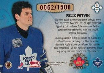 1997-98 Donruss Canadian Ice - Les Gardiens #2 Felix Potvin Back