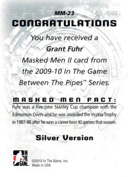 2009-10 In The Game Between The Pipes - Masked Men II Silver #MM-23 Grant Fuhr  Back