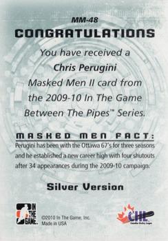 2009-10 In The Game Between The Pipes - Masked Men II Silver #MM-48 Chris Perugini  Back