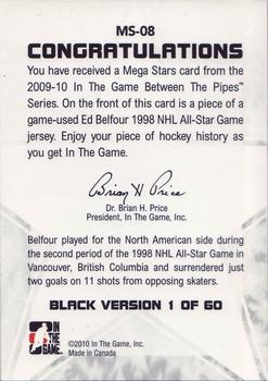 2009-10 In The Game Between The Pipes - Mega Stars Black #MS-08 Ed Belfour  Back