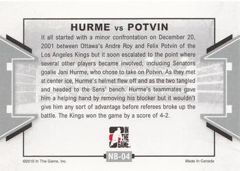2009-10 In The Game Between The Pipes - Net Brawlers #NB-04 Jani Hurme / Felix Potvin  Back