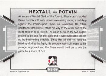 2009-10 In The Game Between The Pipes - Net Brawlers #NB-09 Ron Hextall / Felix Potvin  Back