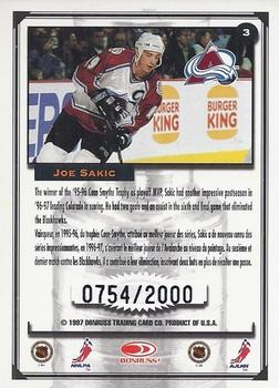 1997-98 Donruss Canadian Ice - Stanley Cup Scrapbook #3 Joe Sakic Back